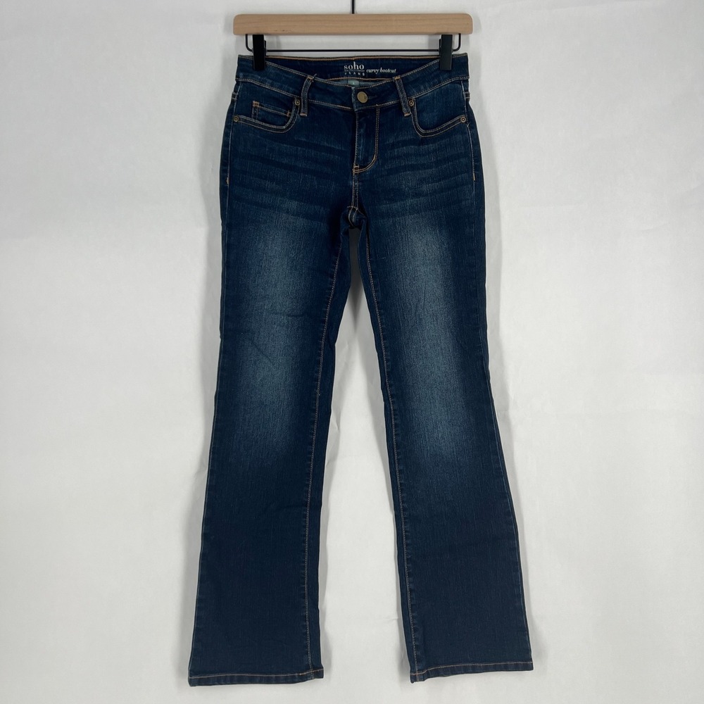 Soho‎ New York Curvy Bootcut Leg Jeans Womens 0P Blue Cotton Dark Wash Low Rise
